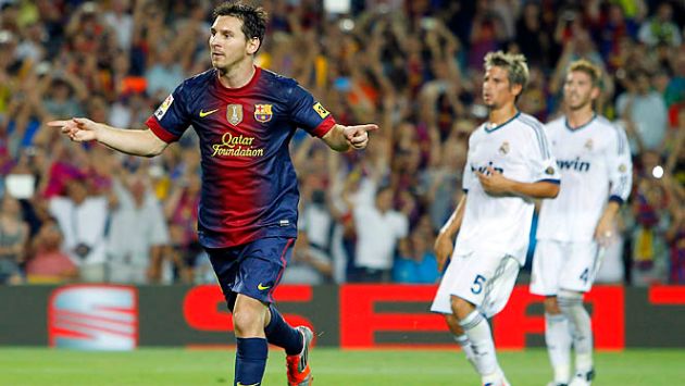 NO PERDONÓ. Messi celebra el segundo gol del 'Barza’ tras anotar de penal. Si el Madrid gana 1-0 en casa, será campeón. (AP)
