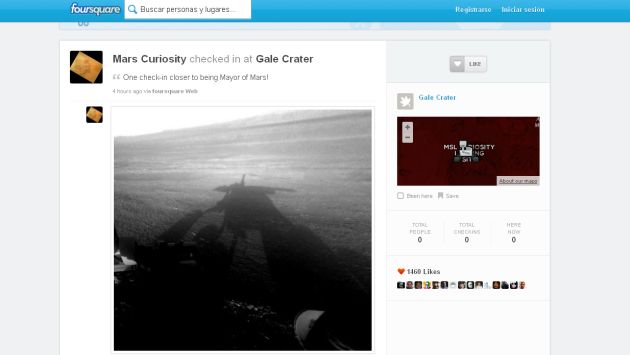 ‘Curiosity’ se registró en cráter de Gale, en Marte. (Foursquare)