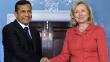 Hillary Clinton se reunirá este lunes con el presidente Ollanta Humala