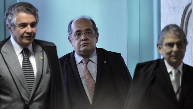 Los jueces Marco Aurelio Mello, Gilmar Mendes y Ayres Britto a cargo del proceso. (Reuters)