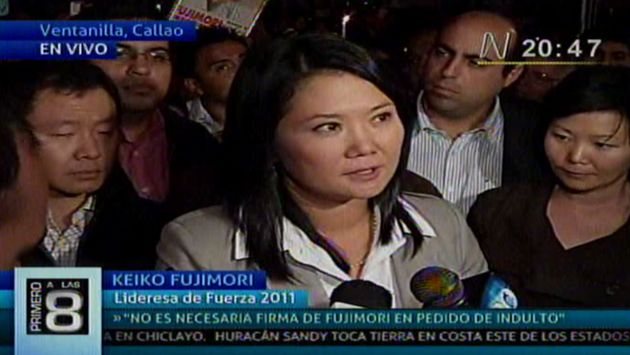 Keiko Fujimori dio declaraciones tras misa en Ventanilla. (Canal N)