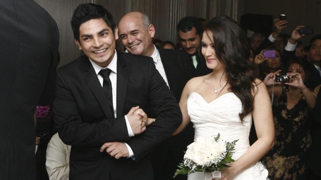  El productor Efraín Aguilar y la actriz Magdyel Ugaz asistieron a la boda.  