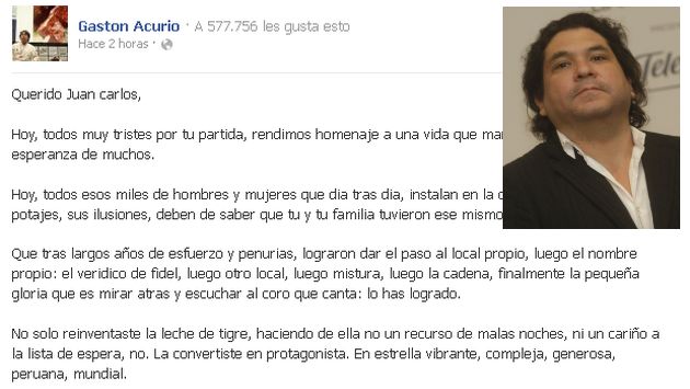 Acurio señaló que Aymar debe ser recordado como un chef feliz. (Facebook/Perú21)