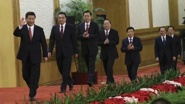 SIETE PODEROSOS. Con Xi Jinping a la cabeza, la cúpula dirigirá China por los próximos 10 años. (Reuters)