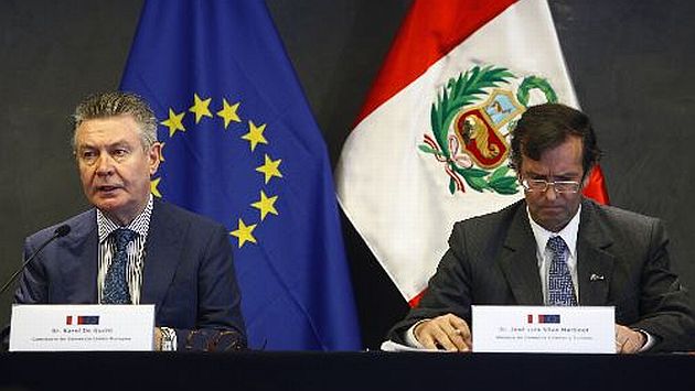 El comisario de Comercio de la UE, Karel De Gucht, se reunió con el ministro Silva Martinot. (Andina)