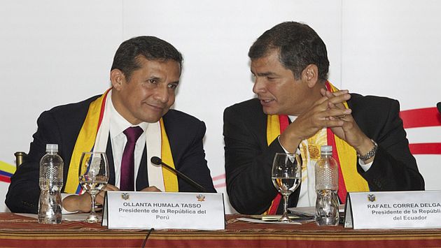 Humala pareció sentirse muy cómodo con las ataques de Correa a la prensa. (Reuters)