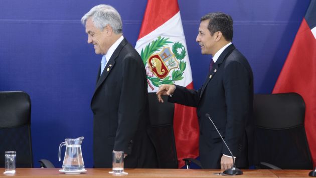 Mandatarios Piñera y Humala resaltan aspiraciones frente al diferendo. (David Vexelman)