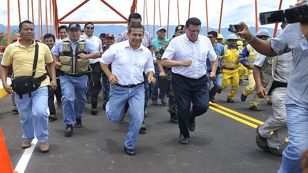Corre, Ollanta, corre. El presidente trotó como de costumbre. (Andina)