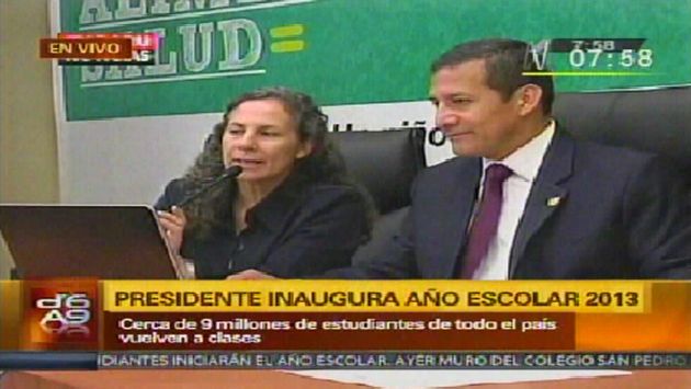 Humala estuvo acompañado de la ministra Salas. (Canal N)