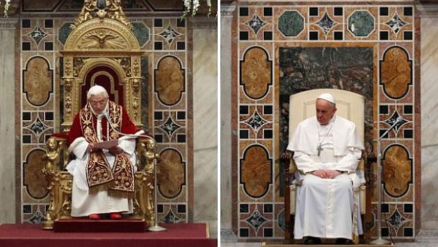 Buen gesto. Francisco dejó el trono de oro usado por Benedicto XVI. ¿La austeridad llegó al Vaticano? (AP)