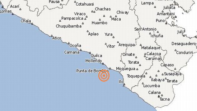 El útimo temblor se registró en Mollendo y su epicentro se ubicó en el Pacífico. (IGP)