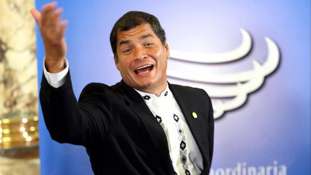 El presidente Correa extendió sus ataques a la prensa peruana y reiteró su apoyo al embajador Rodrigo Riofrío. (Luis Gonzales)