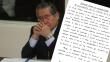 Alberto Fujimori teme que comisión se pronuncie contra el indulto