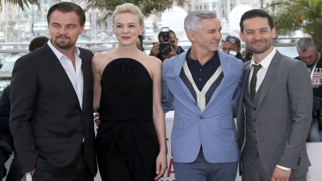 DiCaprio, Carey Mulligan, Baz Luhrmann y Tobey Maguire en la presentación de \'El gran Gatsby\'. (Reuters)