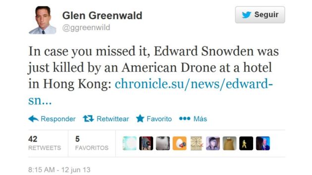 Cuenta falsa cambió el apellido del periodista Greenwald por 