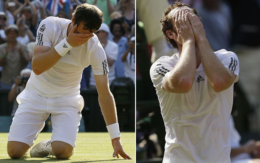 El británico Andy Murray dejó hoy el trofeo de Wimbledon en casa por primera vez en 77 años. (AP)