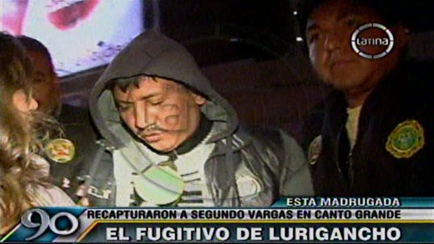 Segundo Vargas Moyano fugó hace casi un mes de Lurigancho junto a otros cuatro delincuentes. (Captura de TV)