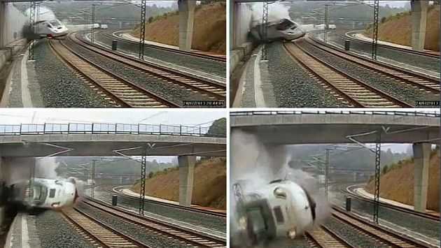 El tren se descarrila justo cuando pasa por una curva cerrada. (YouTube)