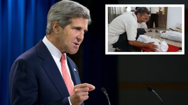 John Kerry tocando el tema de Siria hoy en Washington. (AP/AFP)