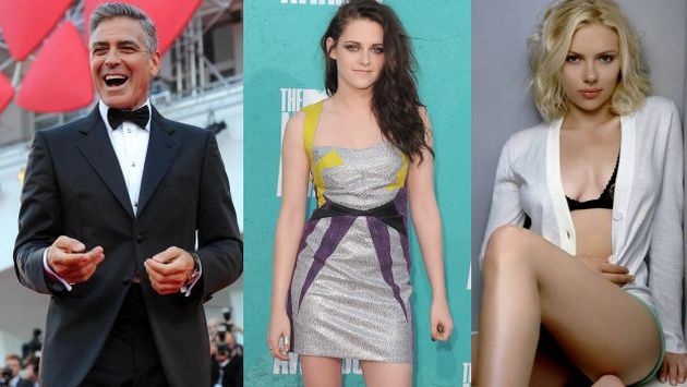 Kristen Stewart,Scarlett Johansson y George Clooney. (Agencias)