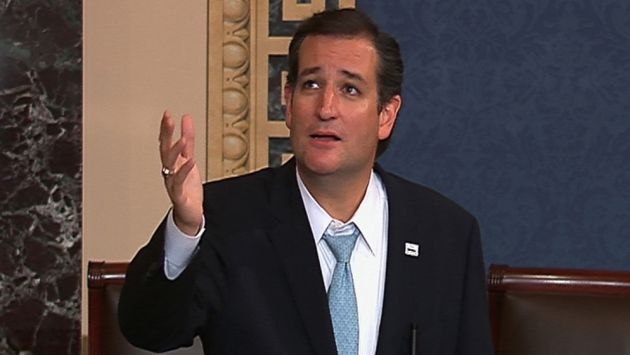 Ted Cruz durante su maratónico discurso. (AP)