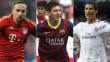 Lionel Messi, Cristiano Ronaldo y Franck Ribéry por el Balón de Oro