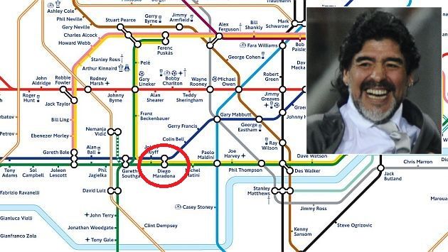 Diego Maradona tiene una estación con su nombre en el famoso Underground de Londres. (Internet/Reuters)