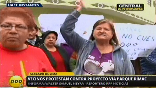 Vecinos protestaron contra proyecto vial. (RPP TV)