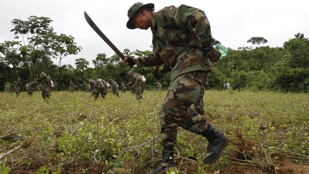 Antes del ataque, militares y policías realizaban tareas de erradicación de coca. (AP)