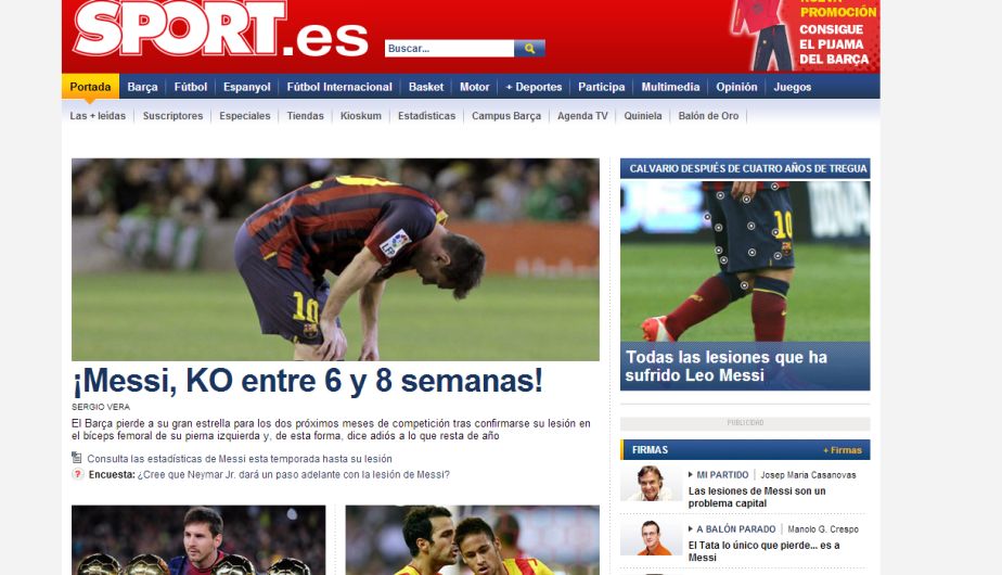 La lesión de Lionel Messi ha generado gran preocupación al fútbol argentino y al catalán. (Sports.es)