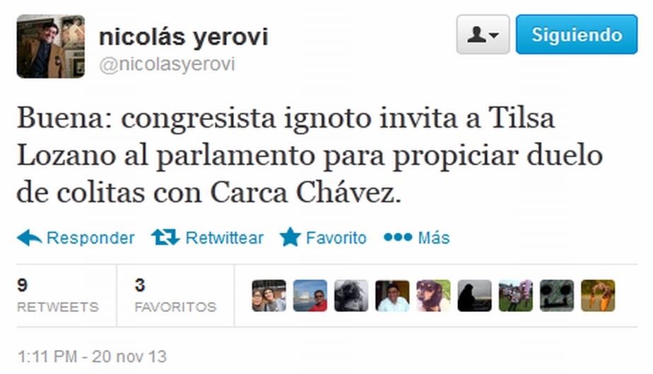 Nicolás Yerovi puso la cuota de humor con su ‘tuit’. (Twitter)
