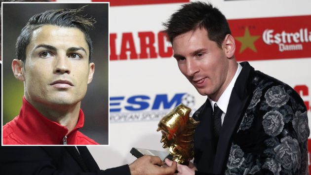 Messi elogió a Cristiano tras recibir su tercer Bota de Oro. (AP/Reuters)