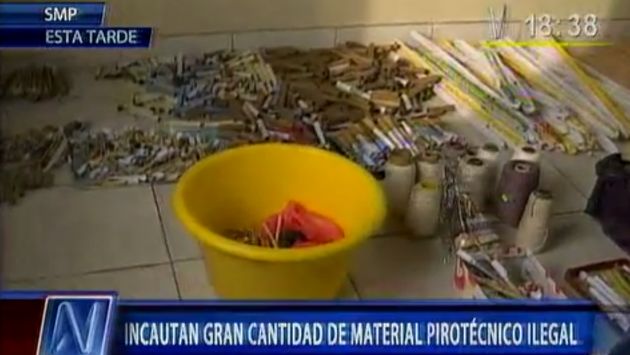 Policía incautó material pirotécnico ilegal en San Martín de Porres. (Captura de TV)