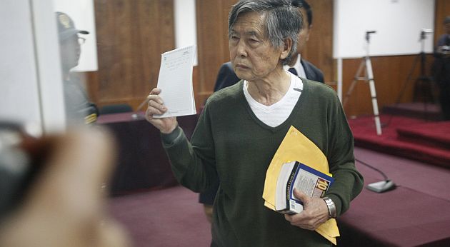 Fujimori en una audiencia del juicio en su contra por el caso diarios ‘chicha’. (USI)