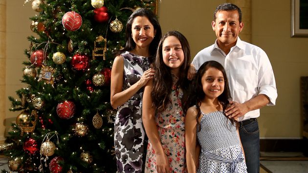 Ollanta Humala, Nadine Heredia y sus dos hijas dieron un mensaje por Navidad. (Andina)