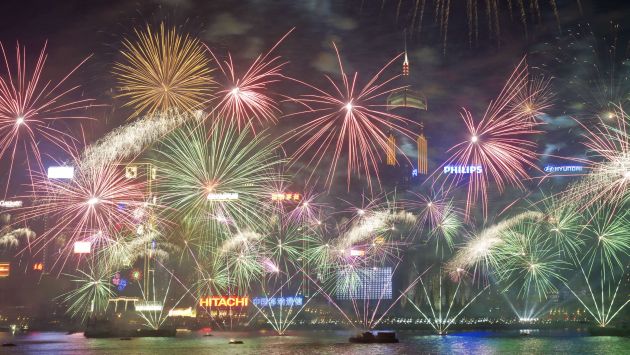 Así lució la bahía de Hong Kong con espectáculo de luces. (AFP)