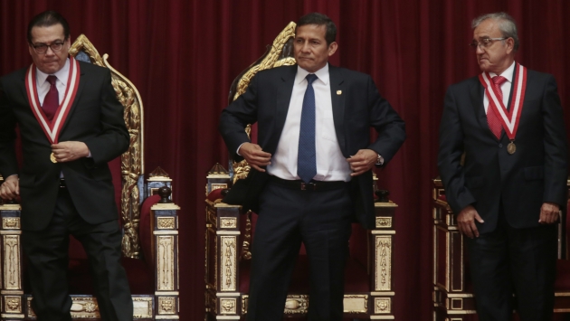 EN SUS TRECES. Presidente Ollanta Humala asistió al inicio del año judicial en la sede del Poder Judicial. (Mario Zapata)