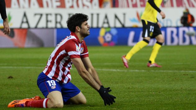 Diego Costa no estuvo acertado en el ataque del Atlético de Madrid. (AFP)