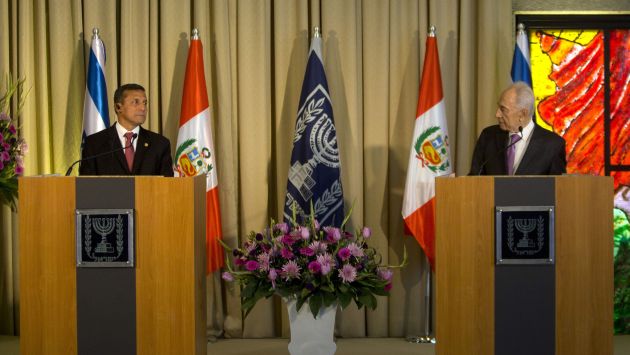 Ollanta Humala se reunió con Simon Peres y con Benjamin Netanyahu en Israel. (AP)