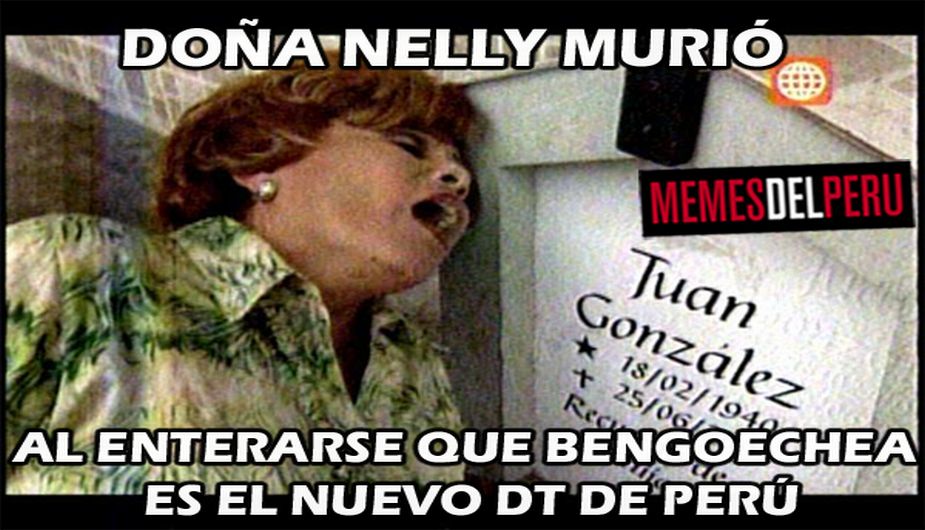 Cibernautas atribuyeron la muerte de ‘Doña Nelly’ a la impopular decisión de la FPF de nombrar a Pablo Bengoechea como DT de la selección peruana. (Facebook)
