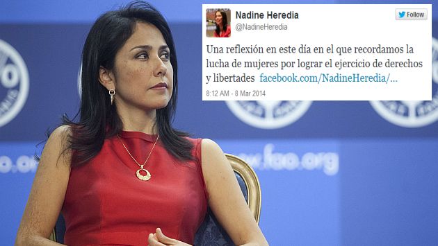 Día de la Mujer: Nadine Heredia manda saludo a través de las redes sociales. (AFP)
