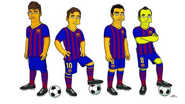 Jugadores del Barcelona ya tienen su versión al estilo Los Simpsons. (Internet)