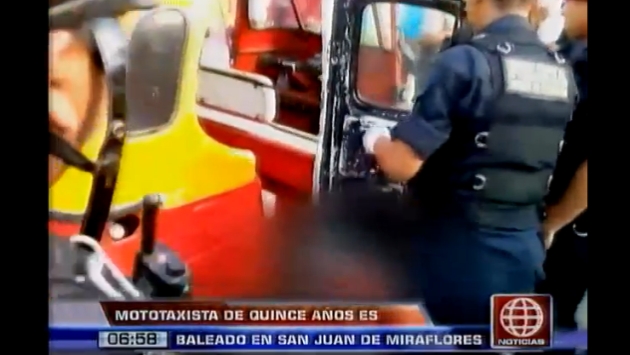 Adolescente fue hallado agonizando al interior de su mototaxi. (Captura de TV)