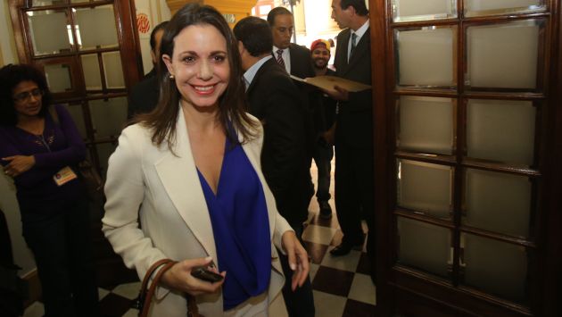 María Corina Machado estuvo en el Congreso hablando sobre situación en Venezuela. (Martín Pauca)