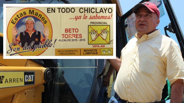 Chiclayo: Con stickers hacen campaña para la reelección de Roberto Torres. (Fabiola Valle/USI)