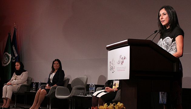 Nadine Heredia inauguró la Cumbre ASPA de mujeres en un hotel miraflorino. (Andina)