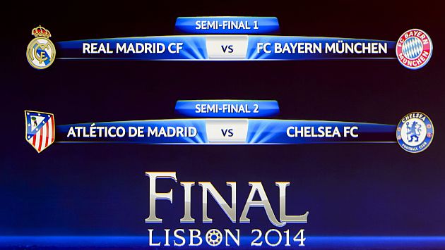 Champions League: Real Madrid-Bayern y Atlético de Madrid-Chelsea, los duelos de semifinales. (AFP)