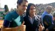 Radamel Falcao saludó a Federer y Djokovic antes del partido de Mónaco
