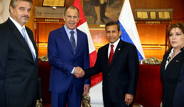 Serguéi Lavrov se reunió con el presidente Humala y la canciller Rivas. (Andina)