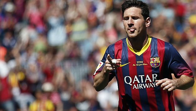 Messi celebra su gol, que no le sirvió al Barza, que complicó sus aspiraciones al título. (Reuters)